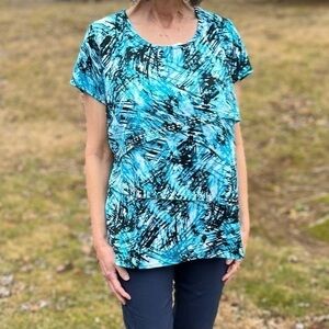Blue paintbrush print blouse